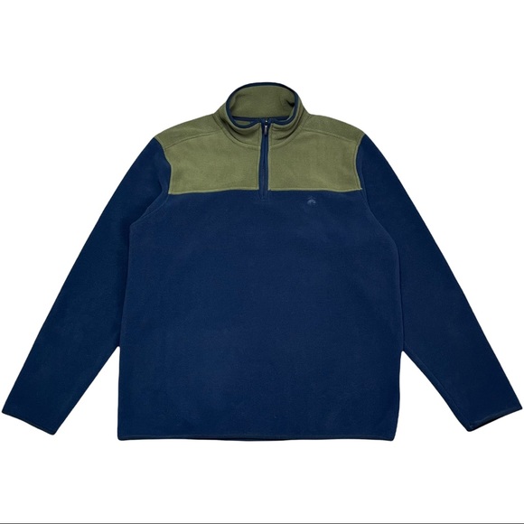 Men’s BROOKS BROTHERS 1/4 Zip Polar Fleece Pullover OLIVE GREEN & NAVY NWOT XL - Picture 2 of 7